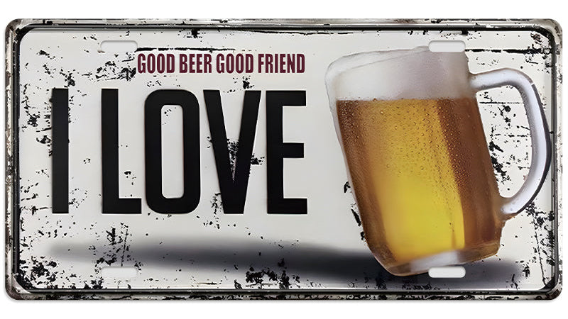 Metalen wandbord | Good beer good friend | Kentekenplaat | 15x30cm |