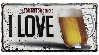 Metalen wandbord | Good beer good friend | Kentekenplaat | 15x30cm |