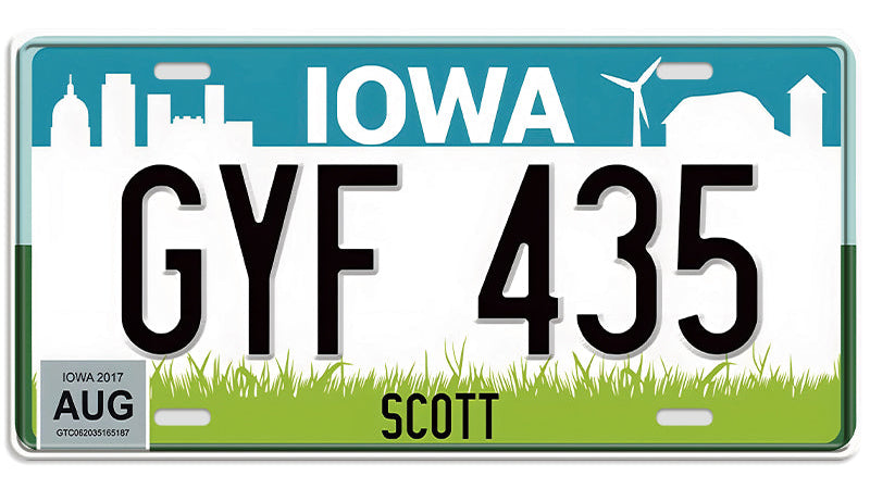 Metalen wandbord | Iowa Scott | Kentekenplaat | 15x30cm |