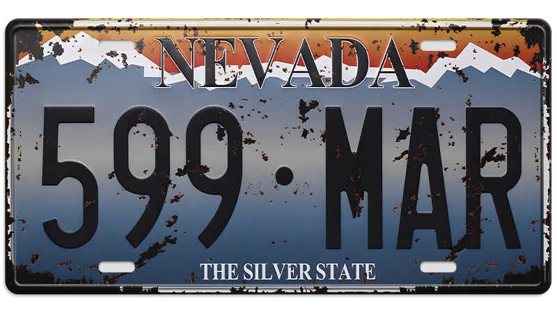 Metalen wandbord | Nevada The Silver State | Kentekenplaat | 15x30cm |