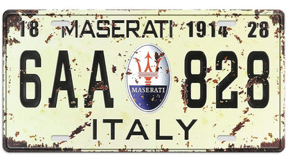 Metalen wandbord | Maserati Italy | Kentekenplaat | 15x30cm |