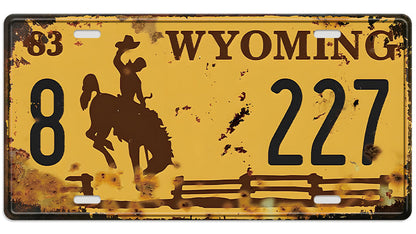 Metalen wandbord | Wyoming | Kentekenplaat | 15x30cm |