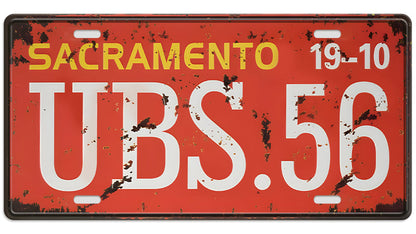 Metalen wandbord | Sacramento | Kentekenplaat | 15x30cm |