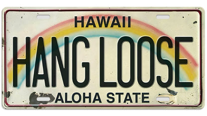Metalen wandbord | Hawaii | Hang Loose | Kentekenplaat | 15x30cm |