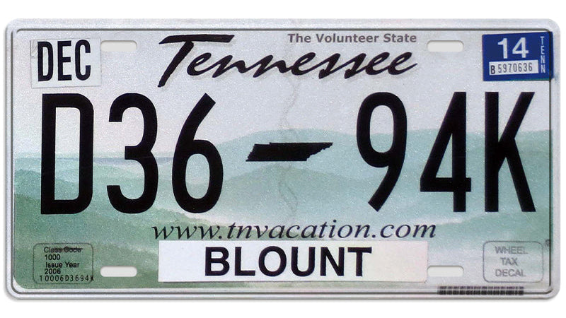 Metalen wandbord | Tennessee Blout | Kentekenplaat | 15x30cm |
