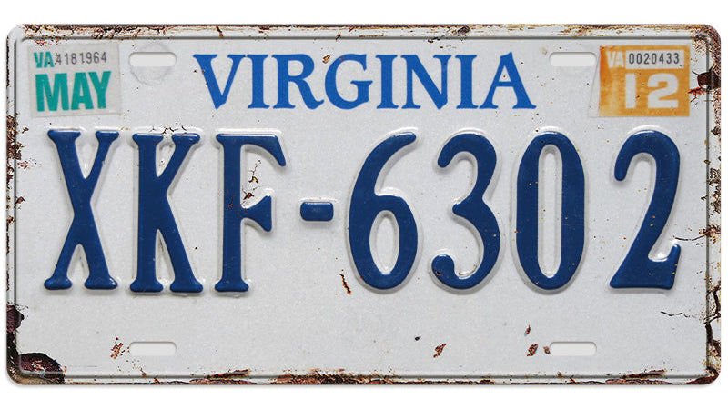 Metalen wandbord | Virginia | Kentekenplaat | 15x30cm |