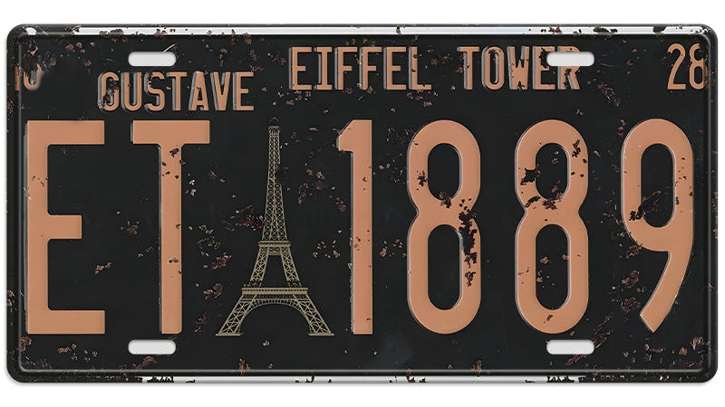 Metalen wandbord | Eiffel Tower Gustave | Kentekenplaat | 15x30cm |