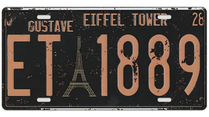 Metalen wandbord | Eiffel Tower Gustave | Kentekenplaat | 15x30cm |