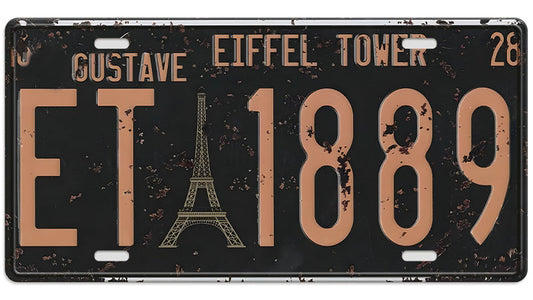 Metalen wandbord | Eiffel Tower Gustave | Kentekenplaat | 15x30cm |