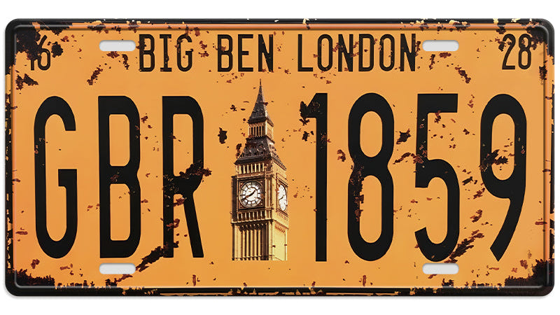 Metalen wandbord | Big Ben London | Kentekenplaat | 15x30cm |