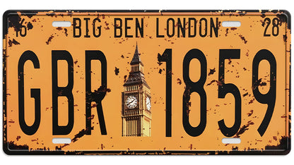 Metalen wandbord | Big Ben London | Kentekenplaat | 15x30cm |