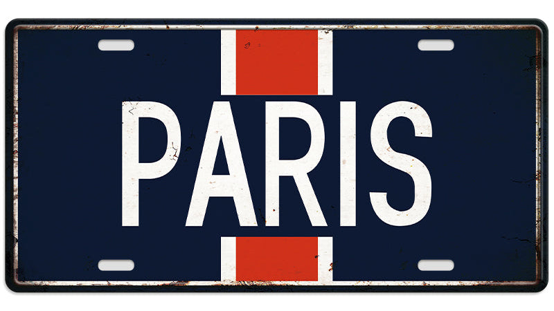 Metalen wandbord | Paris | Kentekenplaat | 15x30cm |