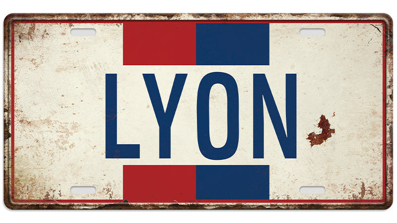 Metalen wandbord | Lyon | Kentekenplaat | 15x30cm |