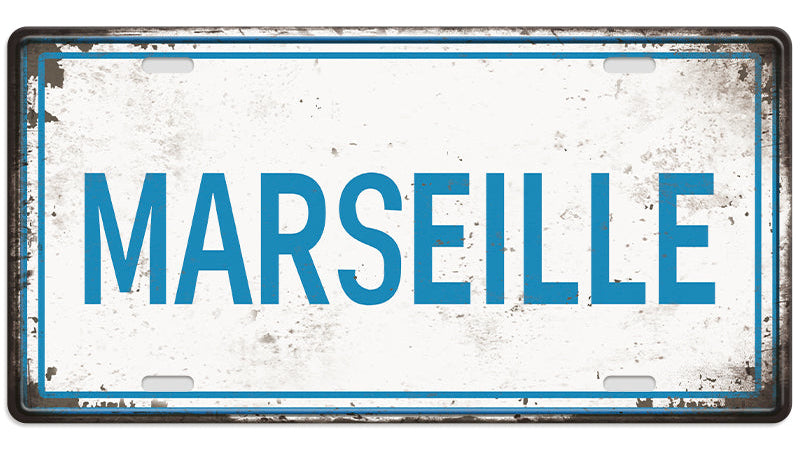 Metalen wandbord | Marseille | Kentekenplaat | 15x30cm |