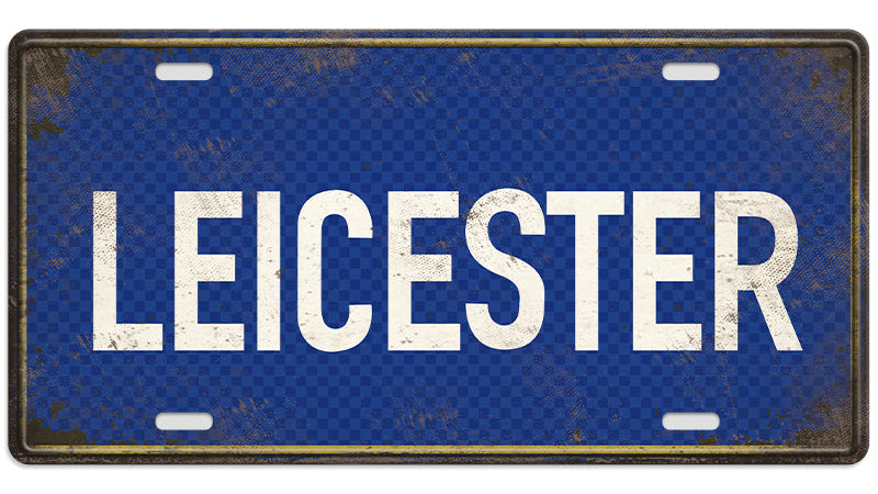 Metalen wandbord | Leicester | Kentekenplaat | 15x30cm |