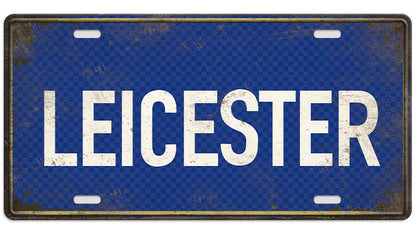 Metalen wandbord | Leicester | Kentekenplaat | 15x30cm |
