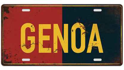 Metalen wandbord | Genoa #2 | Kentekenplaat | 15x30cm |