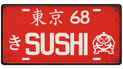 Metalen wandbord | Sushi | Kentekenplaat | 15x30cm |