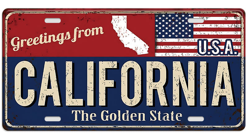 Metalen wandbord | Greetings from California | Kentekenplaat | 15x30cm |