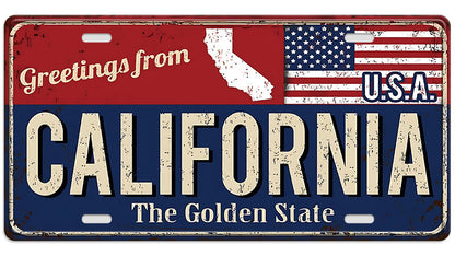 Metalen wandbord | Greetings from California | Kentekenplaat | 15x30cm |