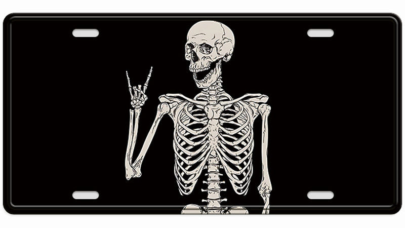 Metalen wandbord | Skelet | Kentekenplaat | 15x30cm |