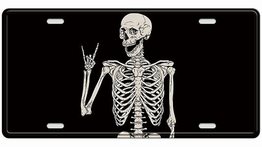 Metalen wandbord | Skelet | Kentekenplaat | 15x30cm |
