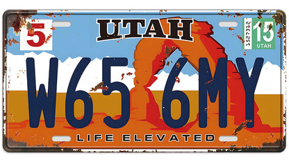 Metalen wandbord | Utah | Life elevated | Kentekenplaat | 15x30cm |