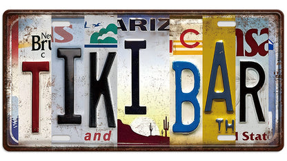 Metalen wandbord | Tiki bar | Kentekenplaat | 15x30cm |