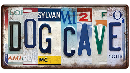 Metalen wandbord | Dog cave | Kentekenplaat | 15x30cm |