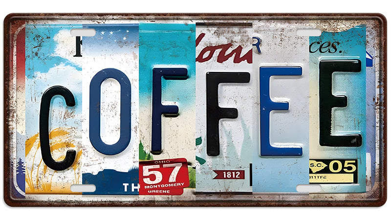 Metalen wandbord | Coffee | Kentekenplaat | 15x30cm |