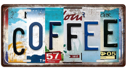 Metalen wandbord | Coffee | Kentekenplaat | 15x30cm |