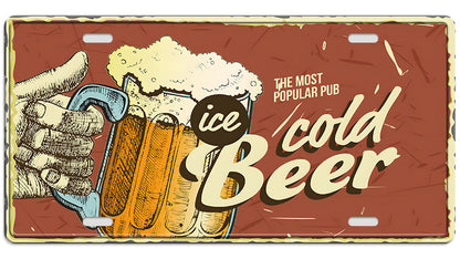 Metalen wandbord | Cold beer | Kentekenplaat | 15x30cm |