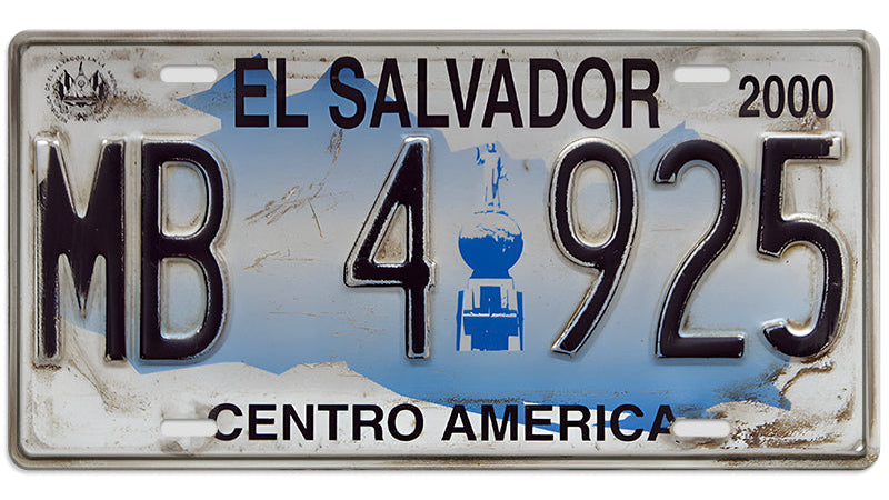 Metalen wandbord | El Salvador | Kentekenplaat | 15x30cm |