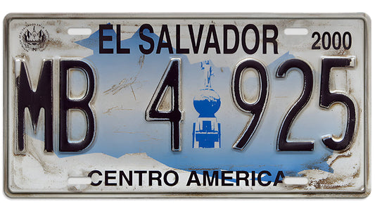 Metalen wandbord | El Salvador | Kentekenplaat | 15x30cm |