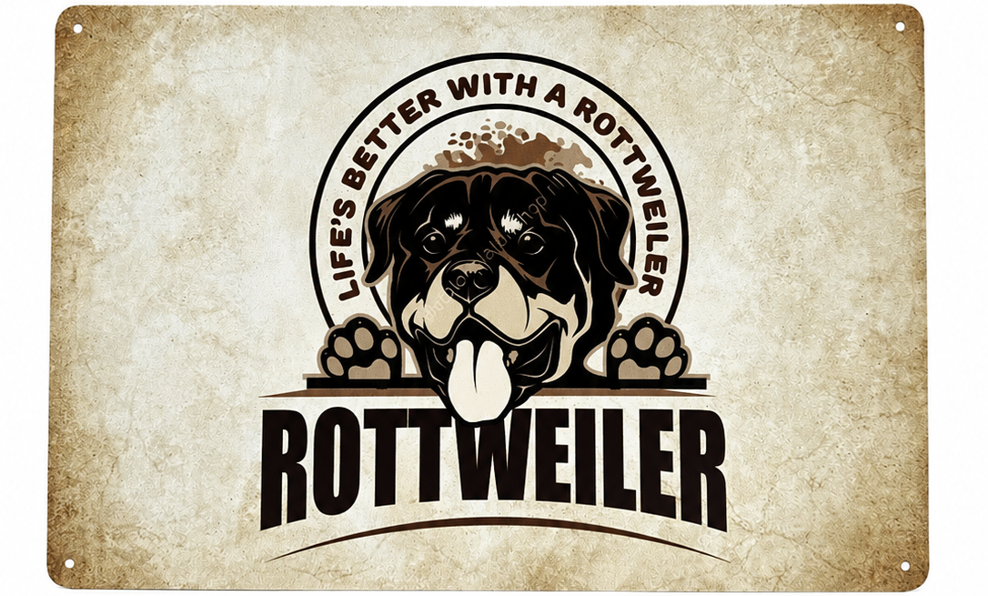 Metalen wandbord | Life's better with a Rottweiler |