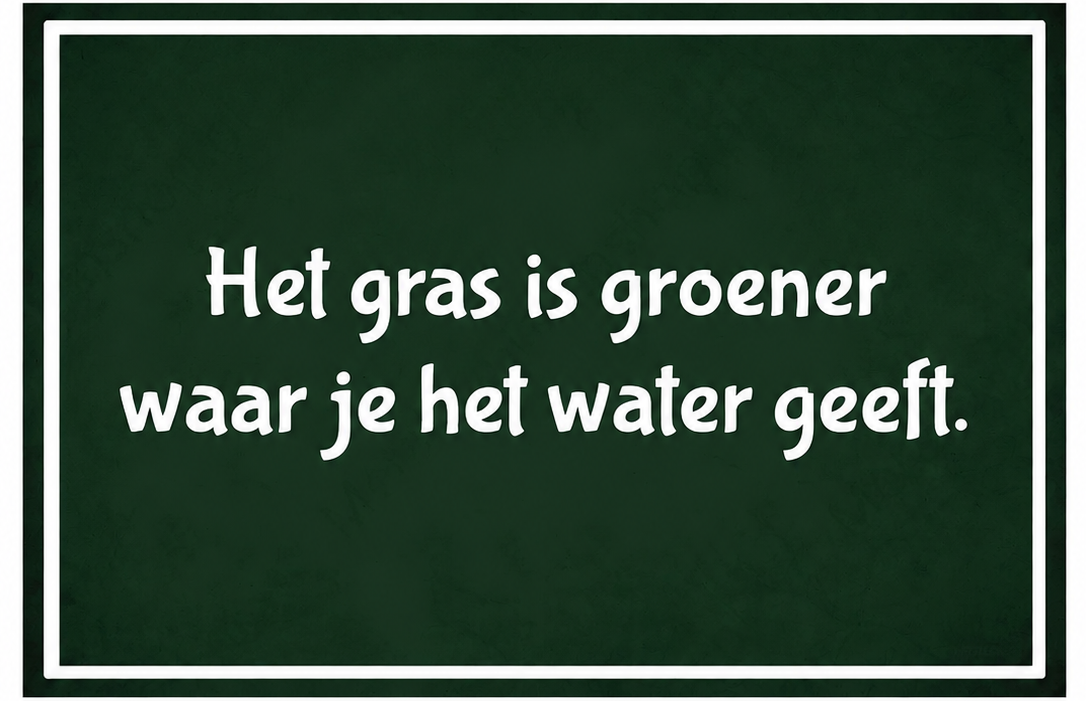 Metalen wandbord | Het gras is groener waar je het water geeft |