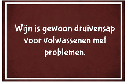 Metalen wandbord | Wijn is gewoon druivensap voor volwassenen met problemen |