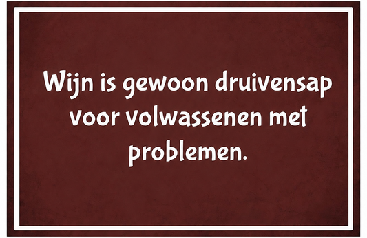 Metalen wandbord | Wijn is gewoon druivensap voor volwassenen met problemen |