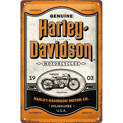 Metalen wandbord | Harley-Davidson | Genuine Motorcycles Milwaukee | 30x20cm |