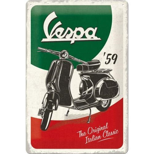 Metalen wandbord | Vespa Italian Classic | 30x20cm |