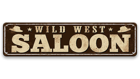 Metalen wandbord | Wild west saloon | Kentekenplaat | 10x40cm |