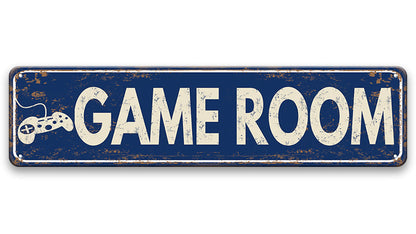 Metalen wandbord | Game room | Kentekenplaat | 10x40cm |