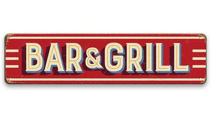 Metalen wandbord | Bar & grill | Kentekenplaat | 10x40cm |