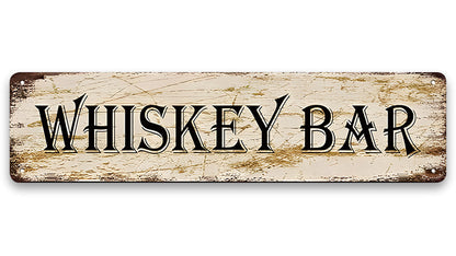 Metalen wandbord | Whiskey bar | Kentekenplaat | 10x40cm |