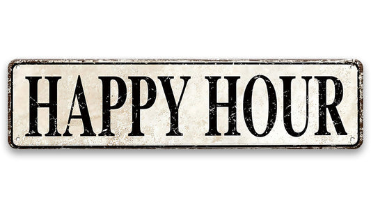 Metalen wandbord | Happy hour | Kentekenplaat | 10x40cm |