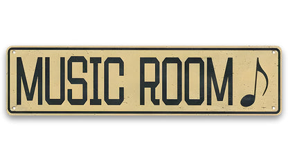 Metalen wandbord | Music room | Kentekenplaat | 10x40cm |