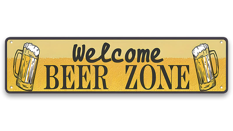 Metalen wandbord | Welcome beer zone | Kentekenplaat | 10x40cm |