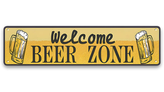 Metalen wandbord | Welcome beer zone | Kentekenplaat | 10x40cm |