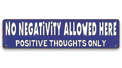 Metalen wandbord | No negativity allowed here | Kentekenplaat | 10x40cm |