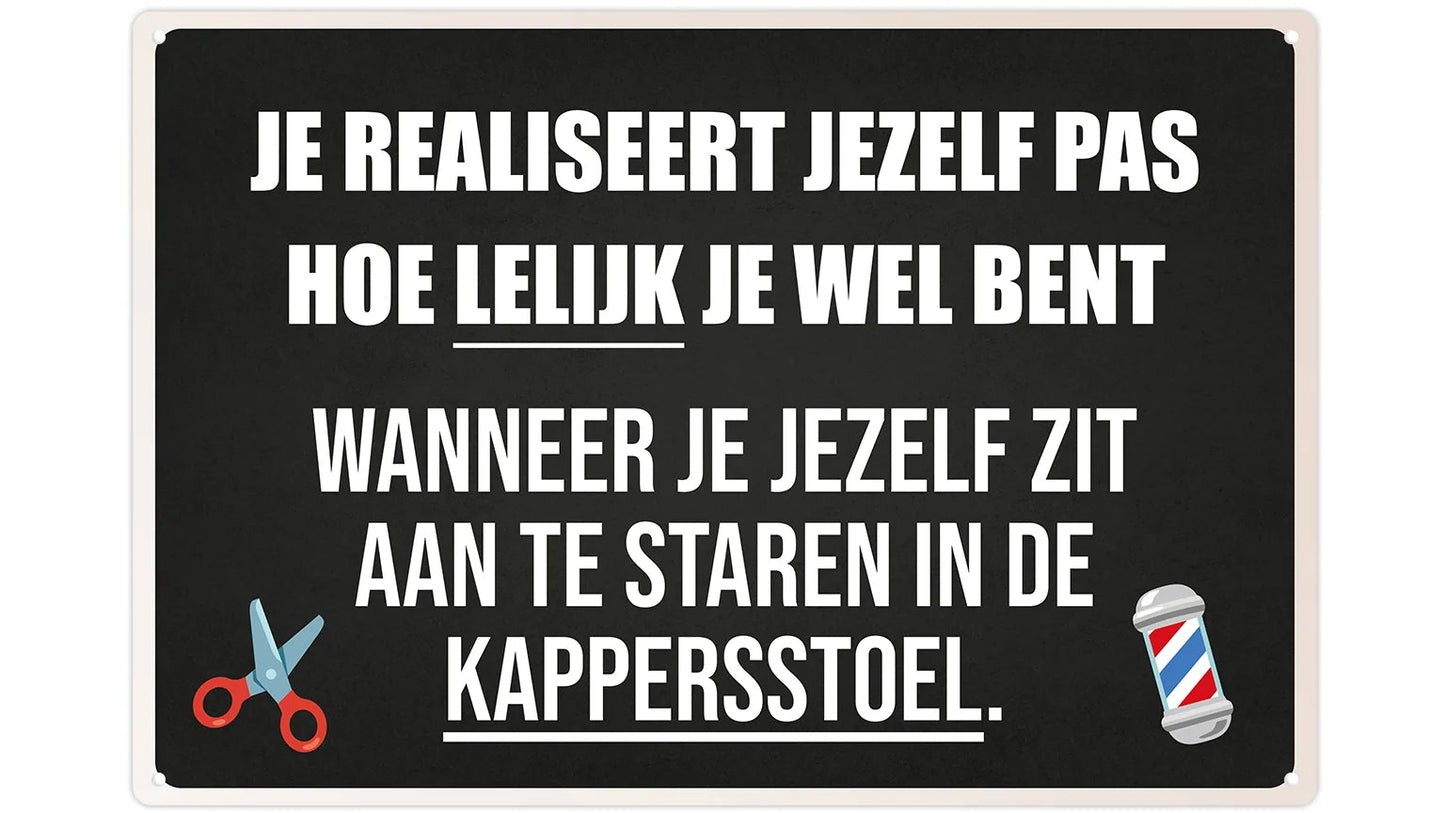 Metalen wandbord | Je realiseert jezelf pas hoe lelijk je wel bent |